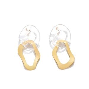 NWT Acrylic Gold Geometric Clear Hoop Earringa
